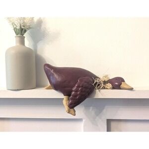 Vintage Ceramic Duck Shelf Sitter | Rustic Farmhouse Duck Decor